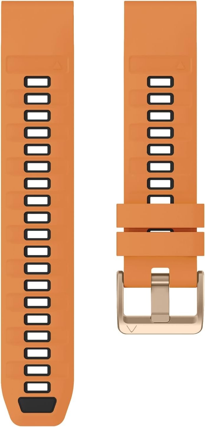 20mm Silicone Strap Compatible with Garmin Fenix 8 43mm Quickfit Rose Gold Buckl