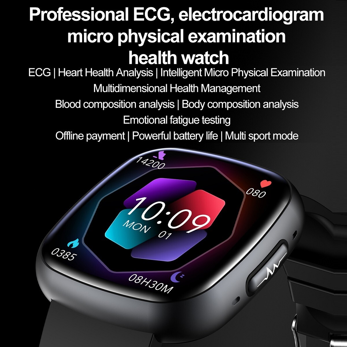 ET593 ECG+PPG AMOLED Smart Watch Waterproof Bluetooth Calling Health Monitoring