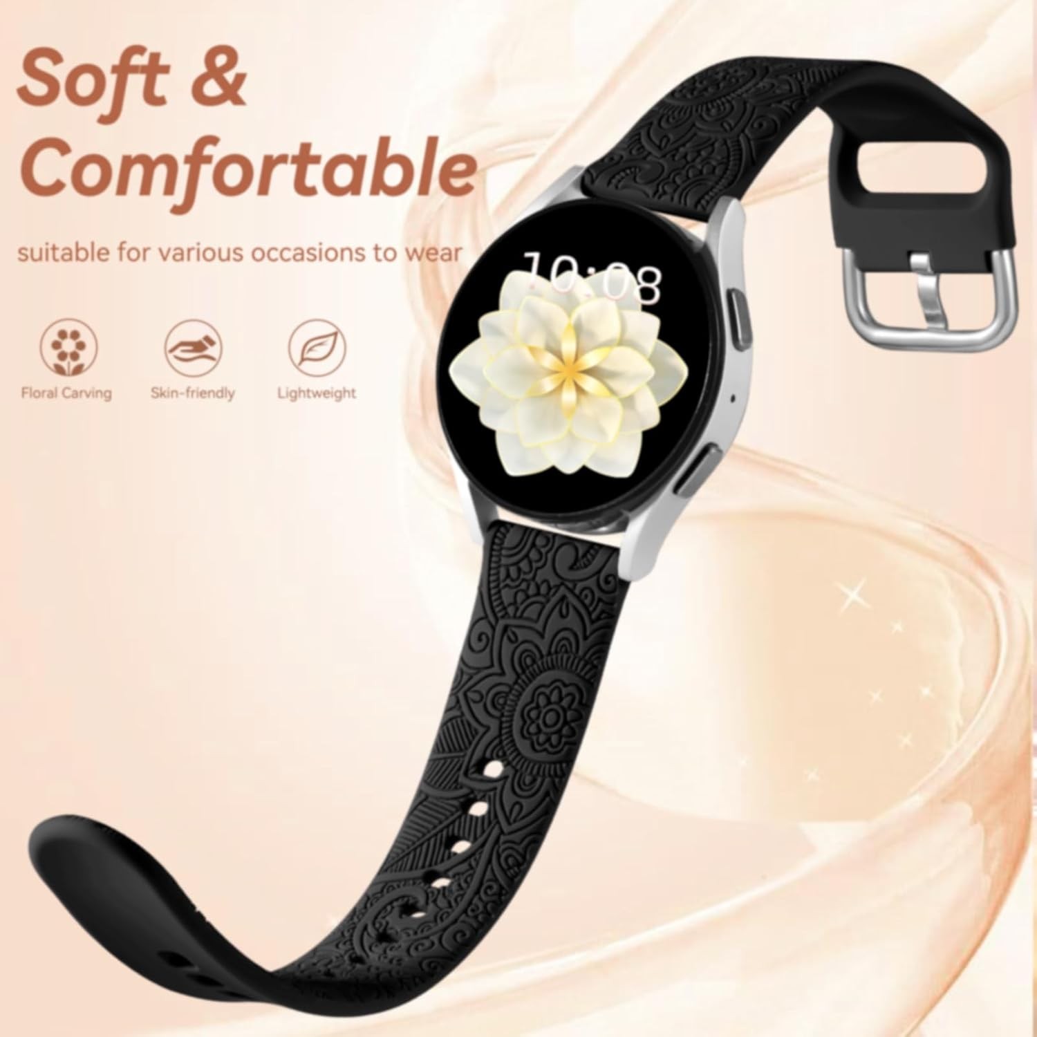 Waterproof Soft Silicone Band for Galaxy Watch 6/4/5 Pro – Compatible Strap
