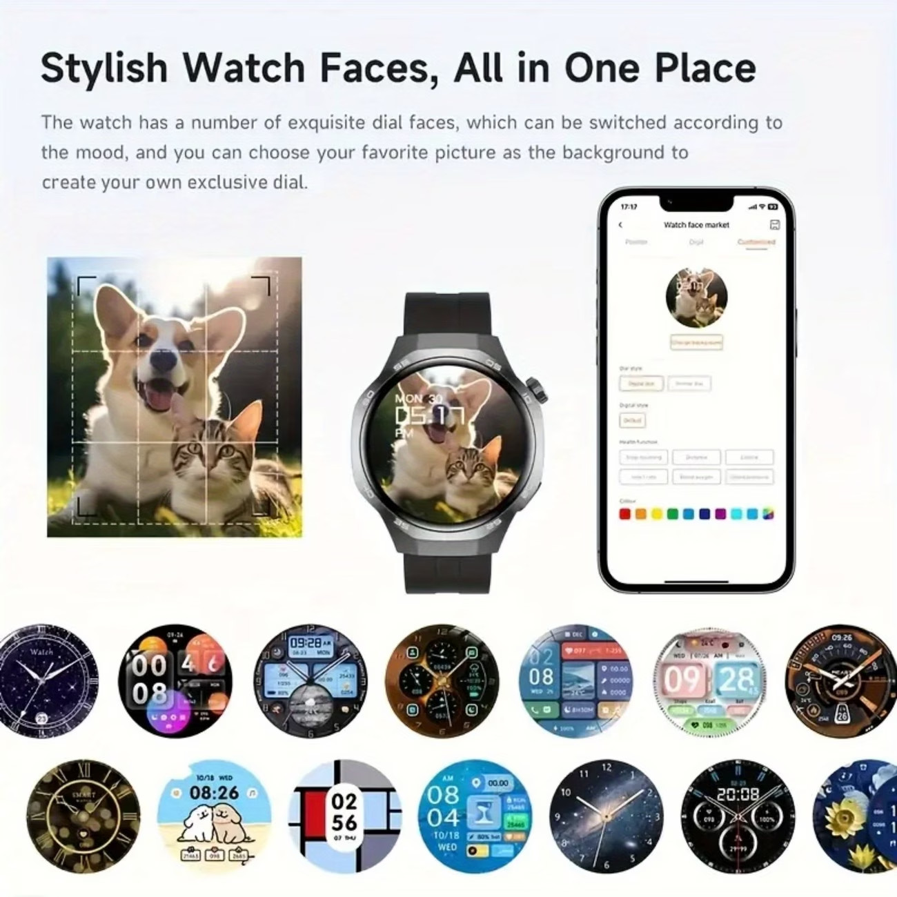 Smart Watch 2.01″ Round HD Display Bluetooth Calling Sleep Tracker iOS Android