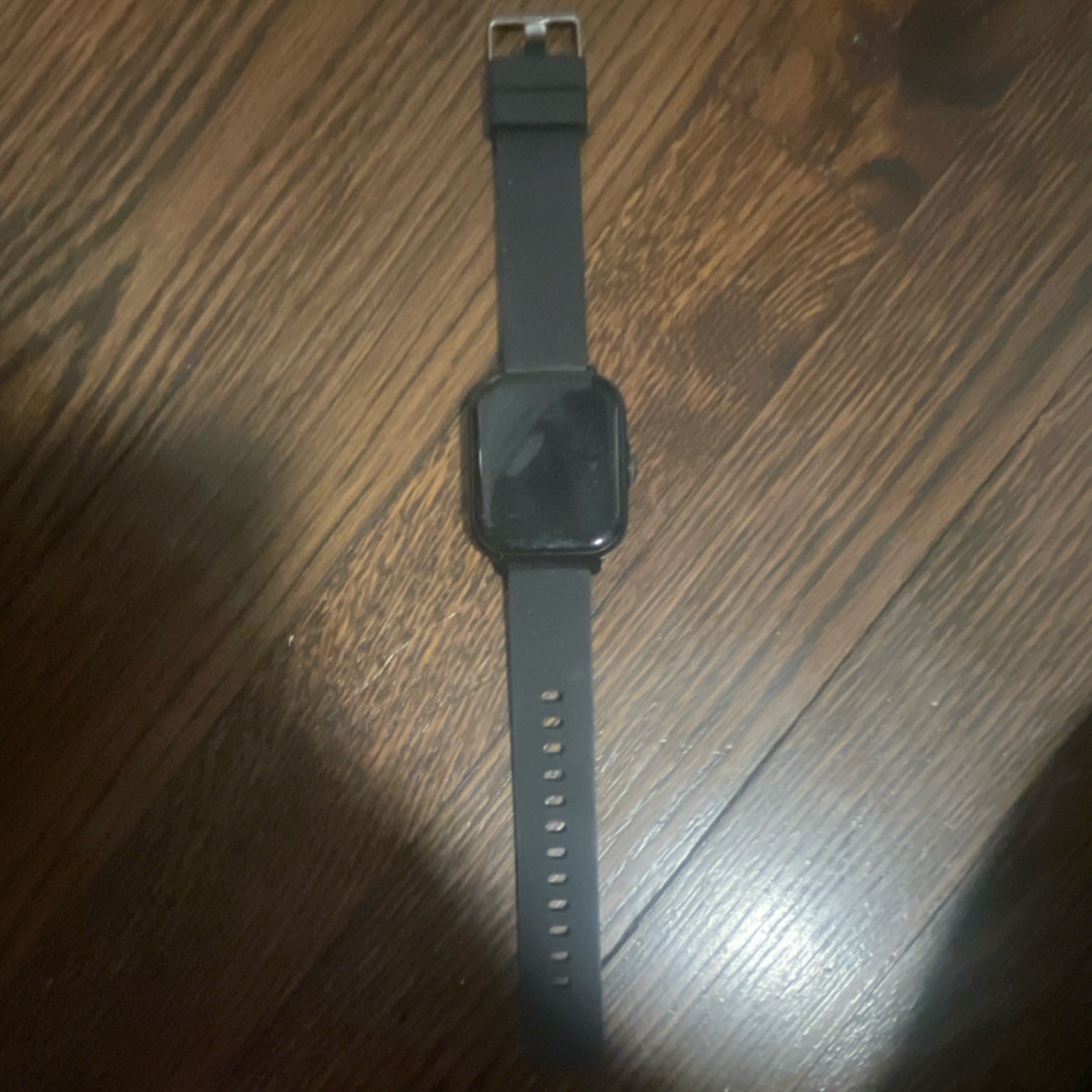 Black Silicone Band Smart Watch, Black Case, Rectangular Display, Modern Design