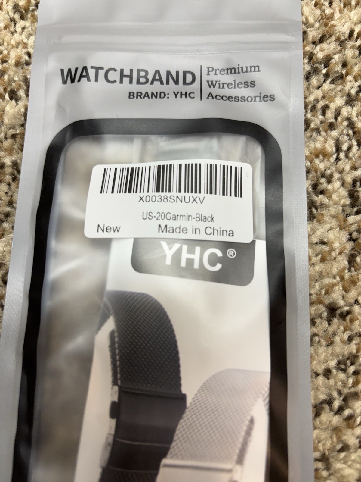 YHC WatchBand. US-20 Garmin-Black. NEW!