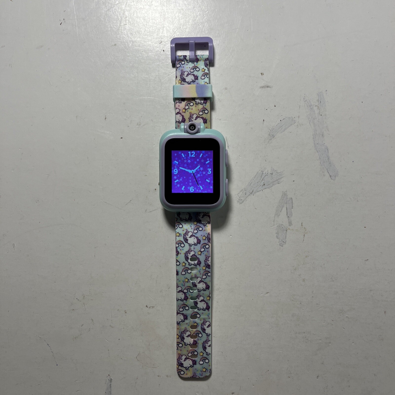 Kids ITOUCH Playzoom Blue Unicorn Print Smart Watch Model 13072 Games Camera
