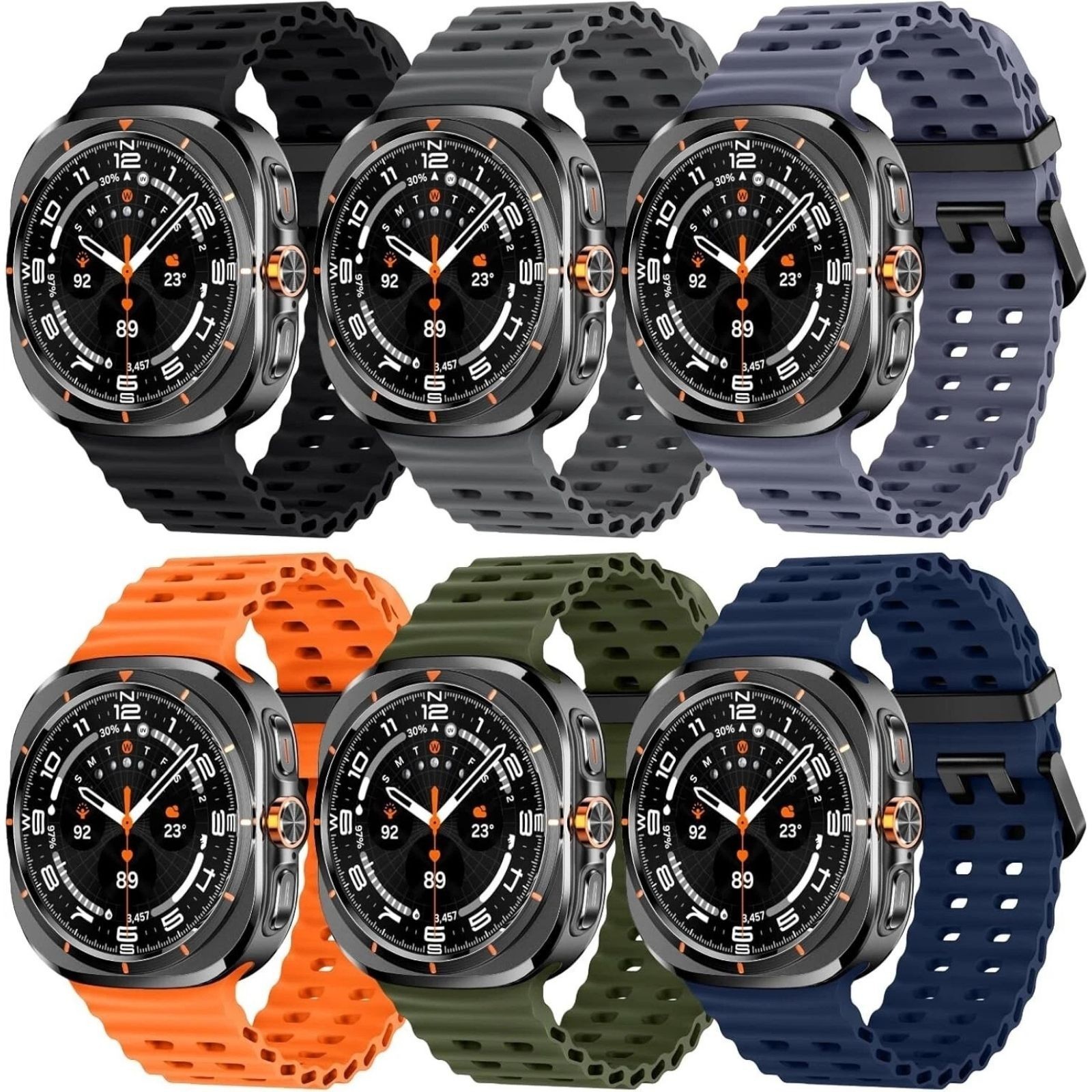 [6-Pack] Breathable Ocean Silicone Bands For Samsung Galaxy Watch 7 Ultra 47mm