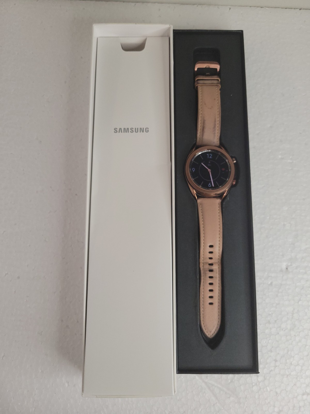 Samsung Galaxy Watch3 SM-R855U 41mm Rose Gold Metal Brown Leather Band TESTED