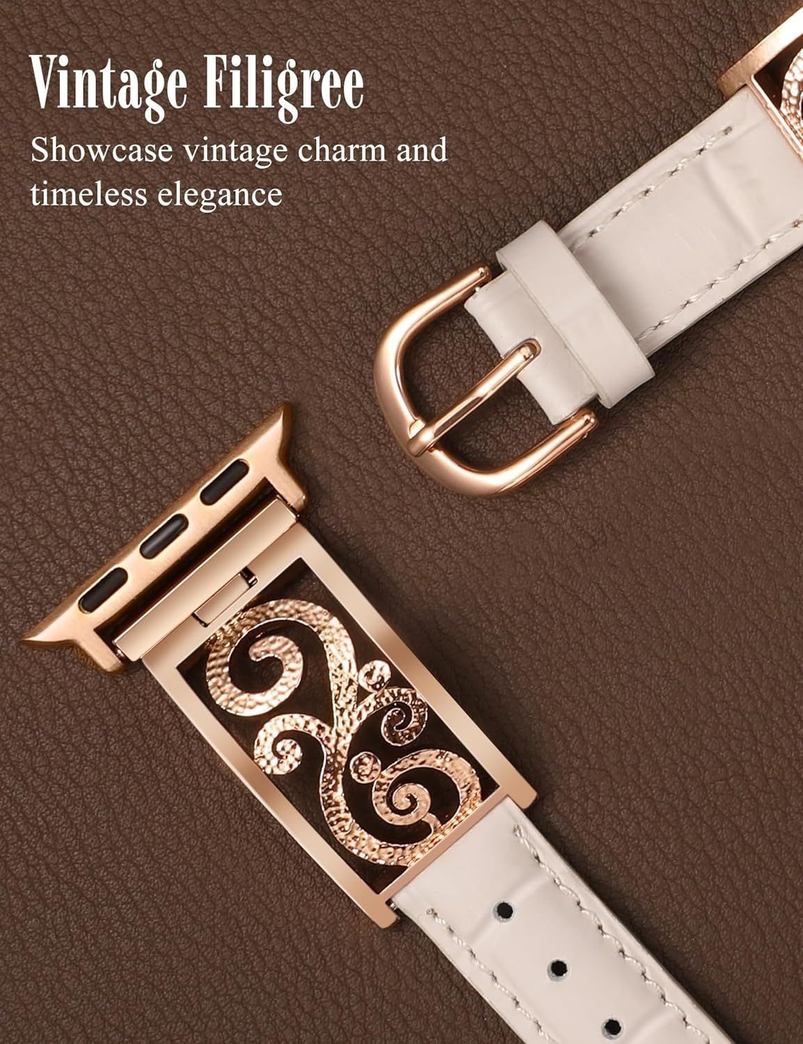 Slim Leather Strap Compatible with Apple Watch Series 7 41mm | Dressy Design
