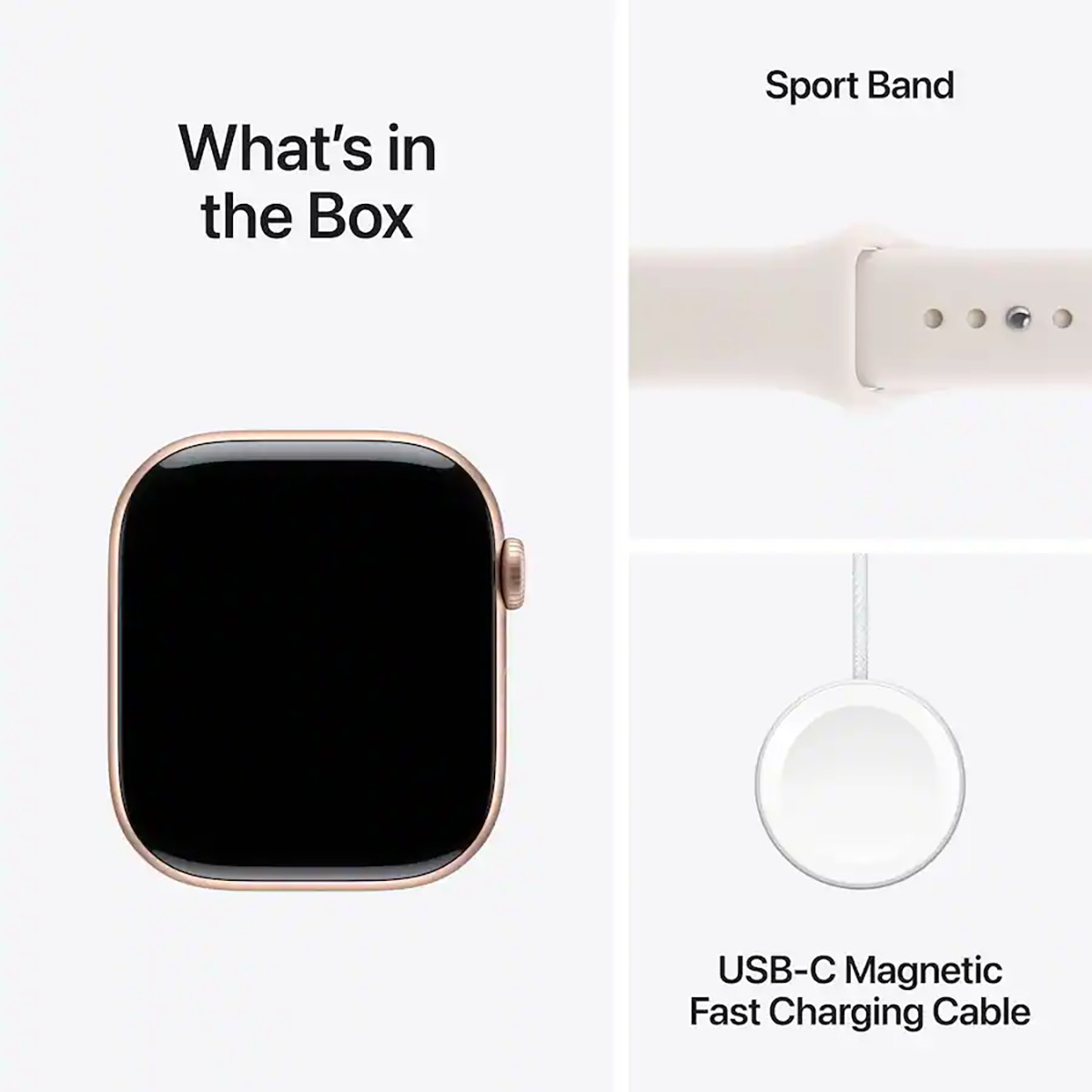 Apple Watch Series 11 46mm GPS Rose Gold w Light Blush Sport Band M/L MEV74LW/A