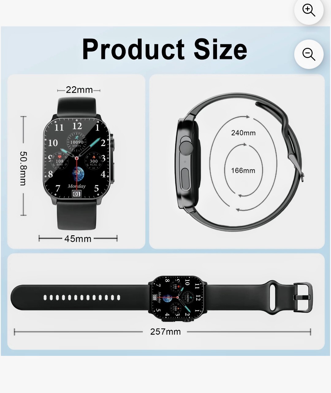 Smart Watch fits for Android and iPhone, 2.01″AMOLED Screen, Smart Watch