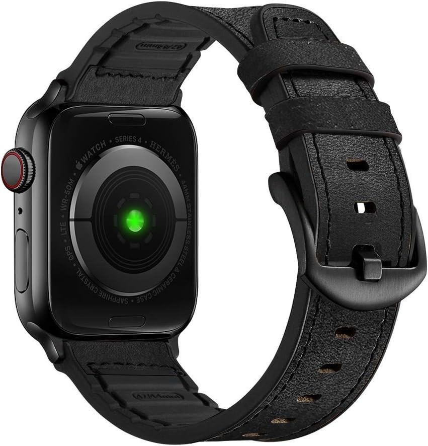 Leather Silicone Hybrid Band for Apple Watch Ultra 49mm 46mm 45mm 44mm 42mm