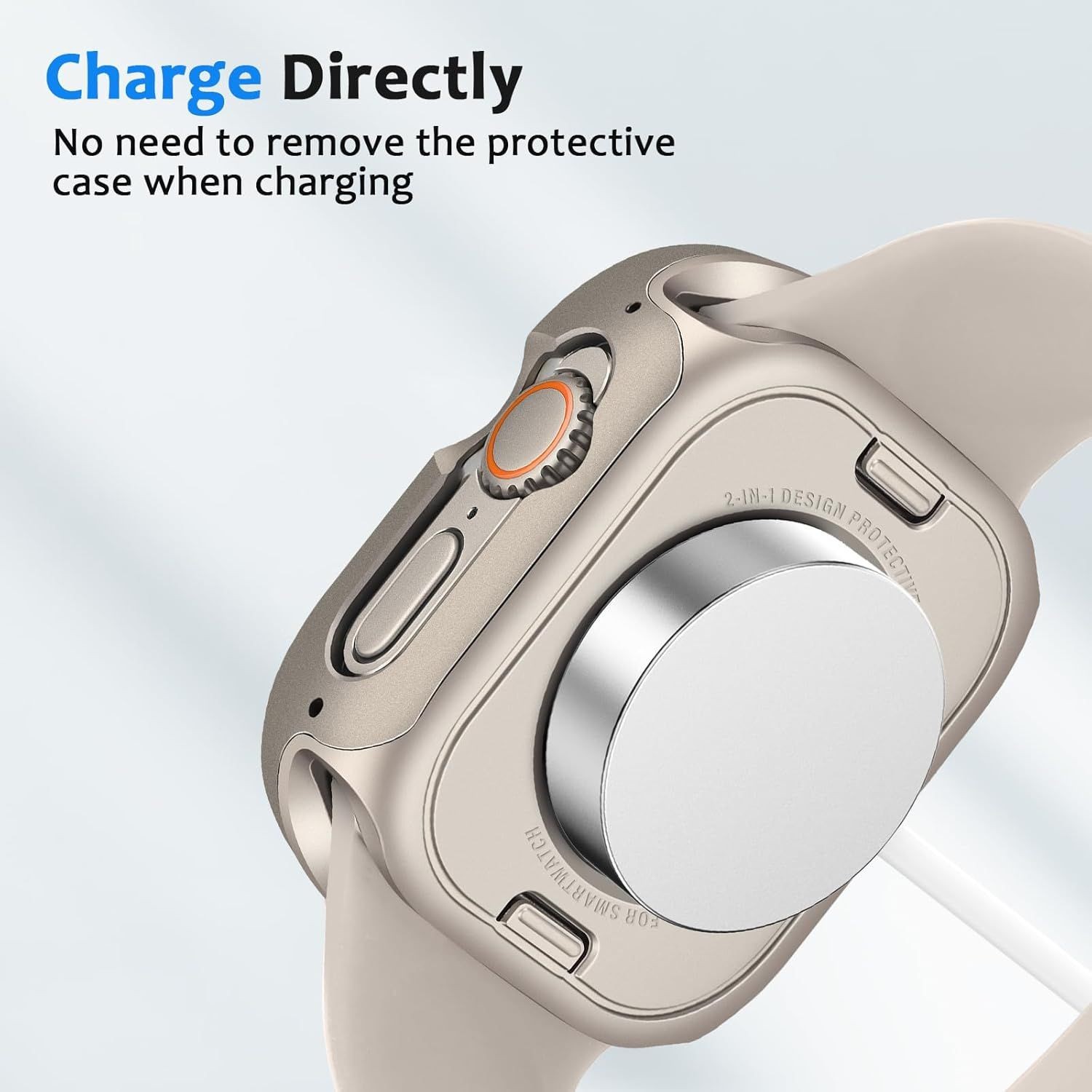 Rugged 2 in 1 Silicone Bumper Case and Metal Cover for Apple Watch Ultra 49mm
