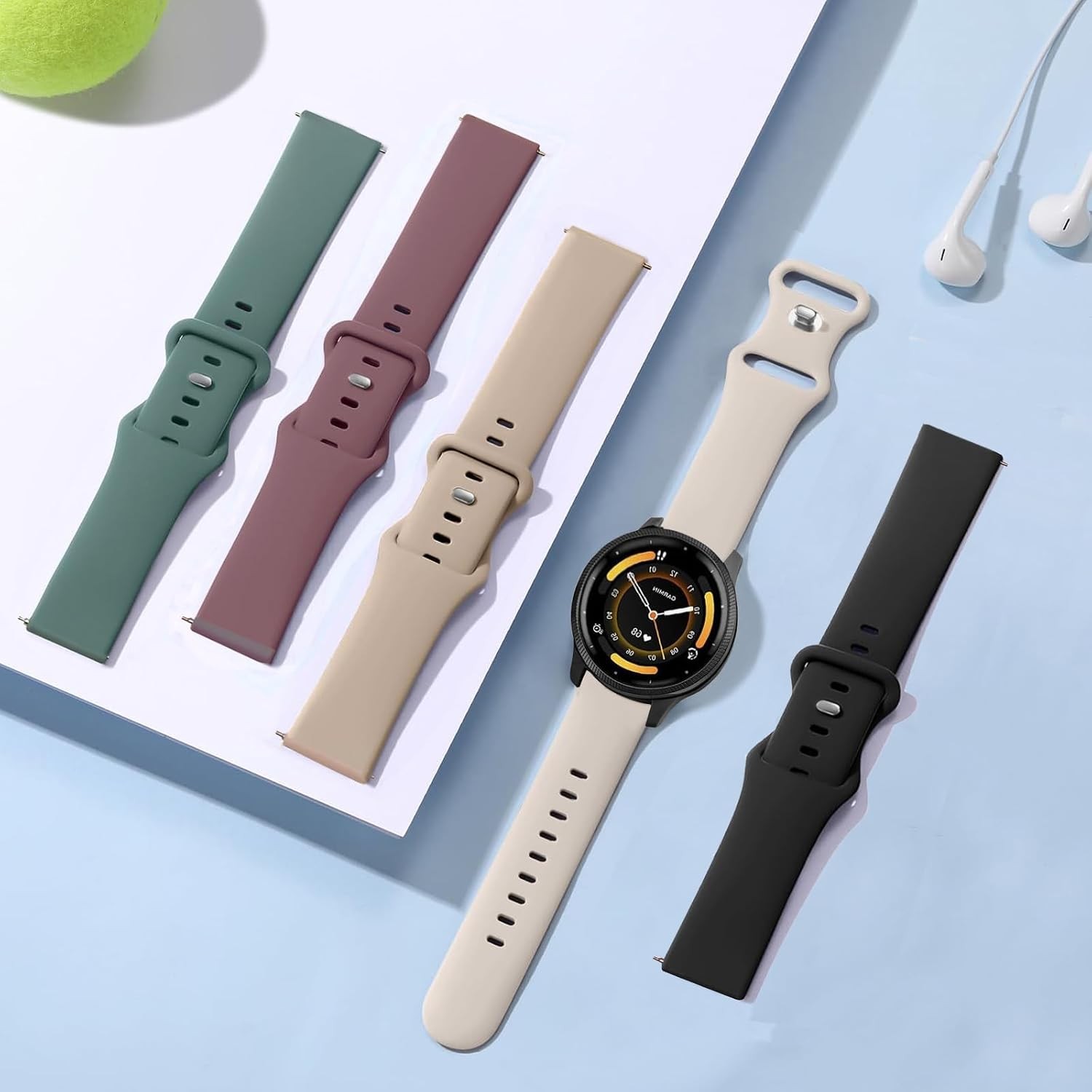 Only Strap 5 Pack Silicone Watch Band for Garmin Venu 3/4 45mm, Sport Straps