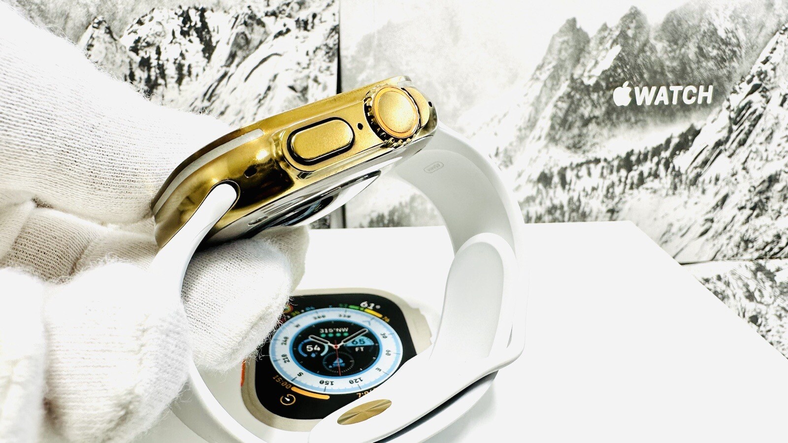 Apple Watch ULTRA 3 49mm GOLD Anodized Titanium Gold Plated Band Free White Spor