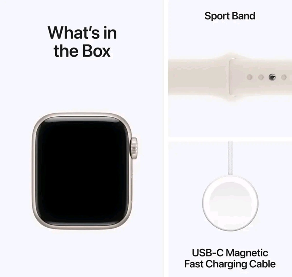 Apple Watch SE 3 40mm GPS Starlight Aluminum Case w Sport Band S/M MEH34LW/A