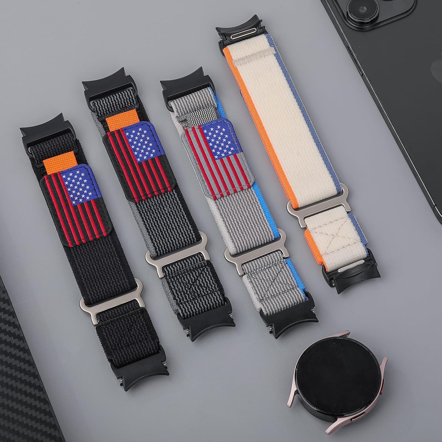Nylon Strap Compatible with Samsung Galaxy Watch 44mm 40mm Rugged Fabric