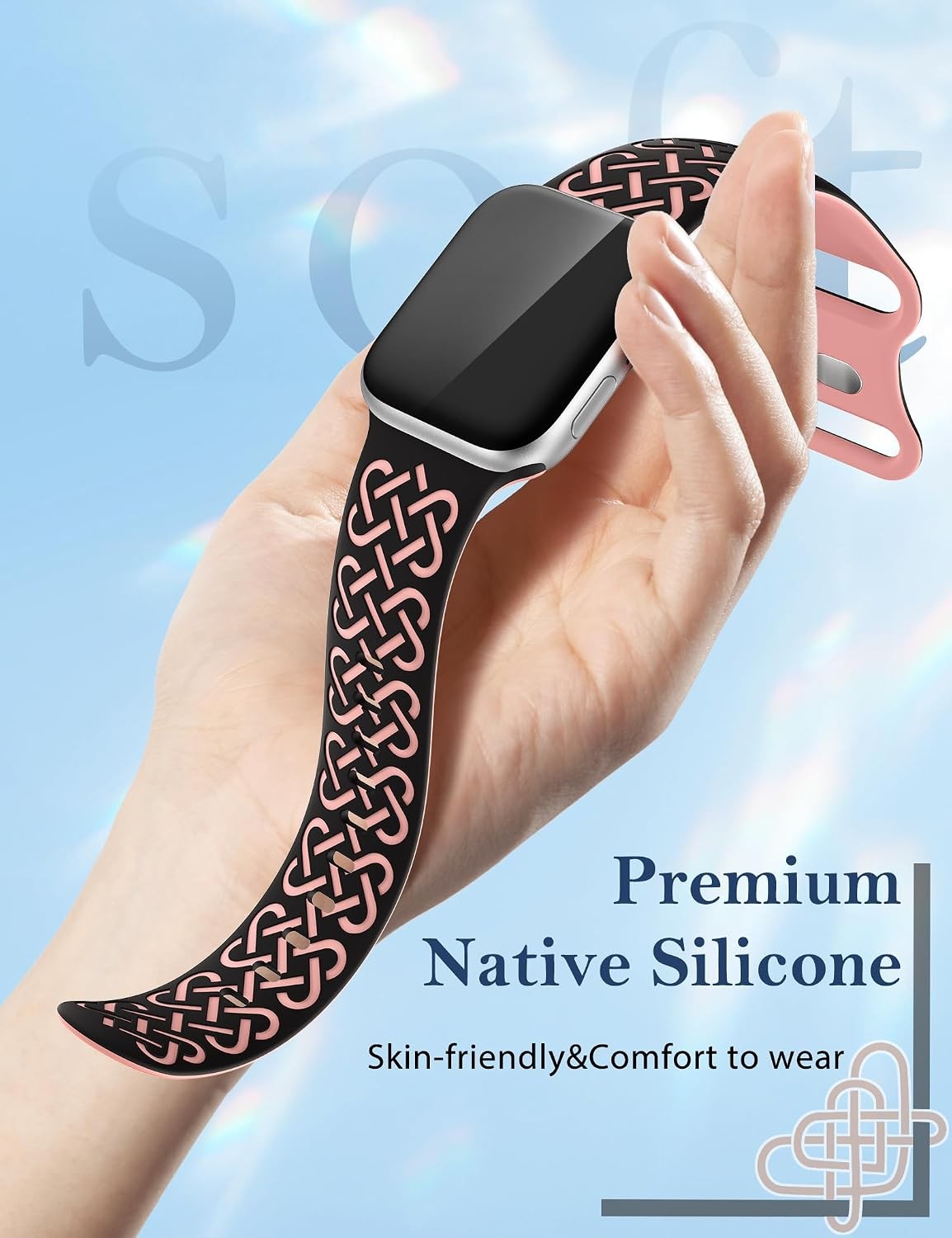 2 Pack Soft Silicone Strap Compatible with Apple Watch Series 7 8 9 40mm