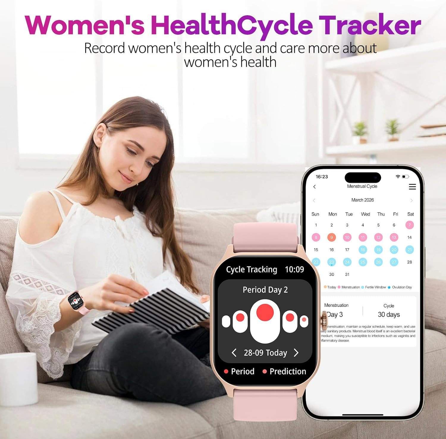 Smart Watch for Women, 2.01″ HD Smartwatch with Bluetooth Call, Voice Assistant,