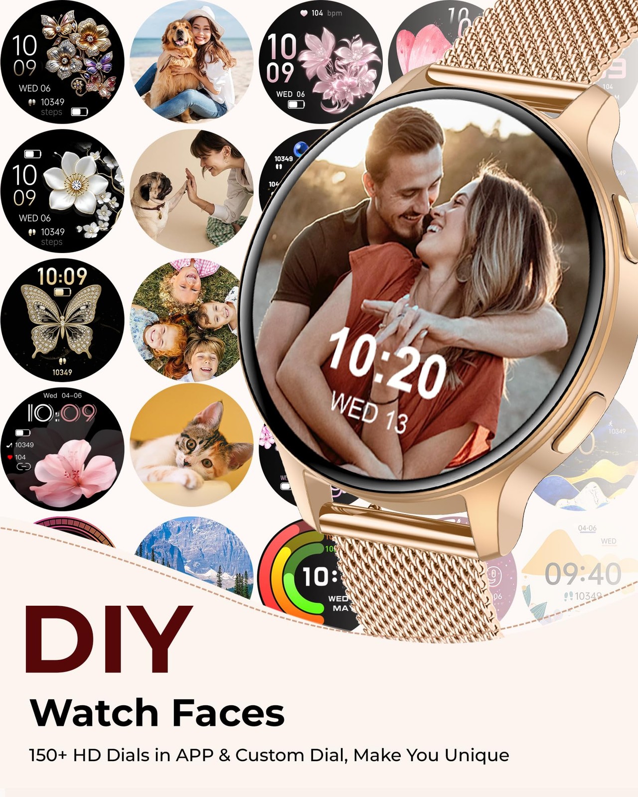 Iaret Smart Watch for Women, 1.27″ HD Fitness Tracker with 4 Bands & Necklace…
