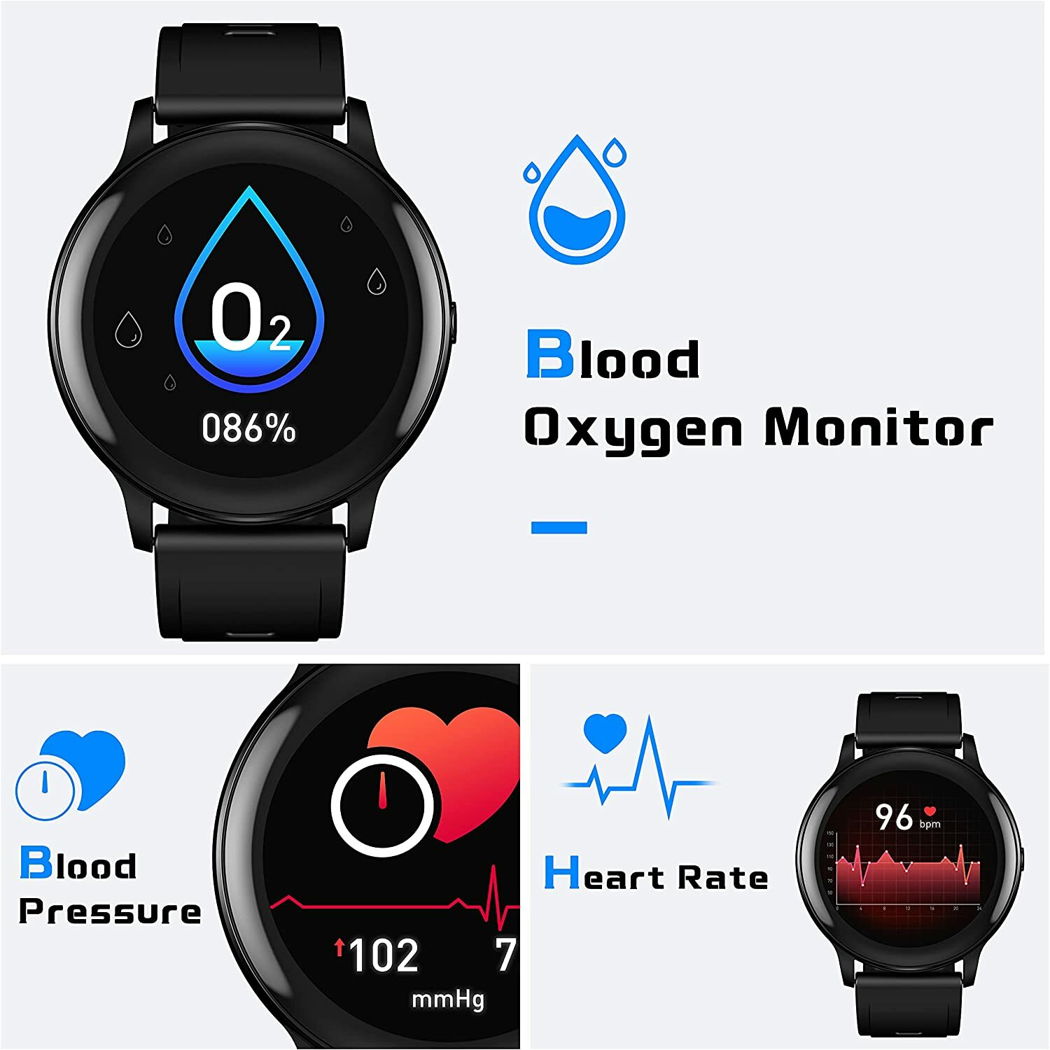 Smart Watch for Android & iPhone Men Women Heart Rate, Sleep, Blood Pressure
