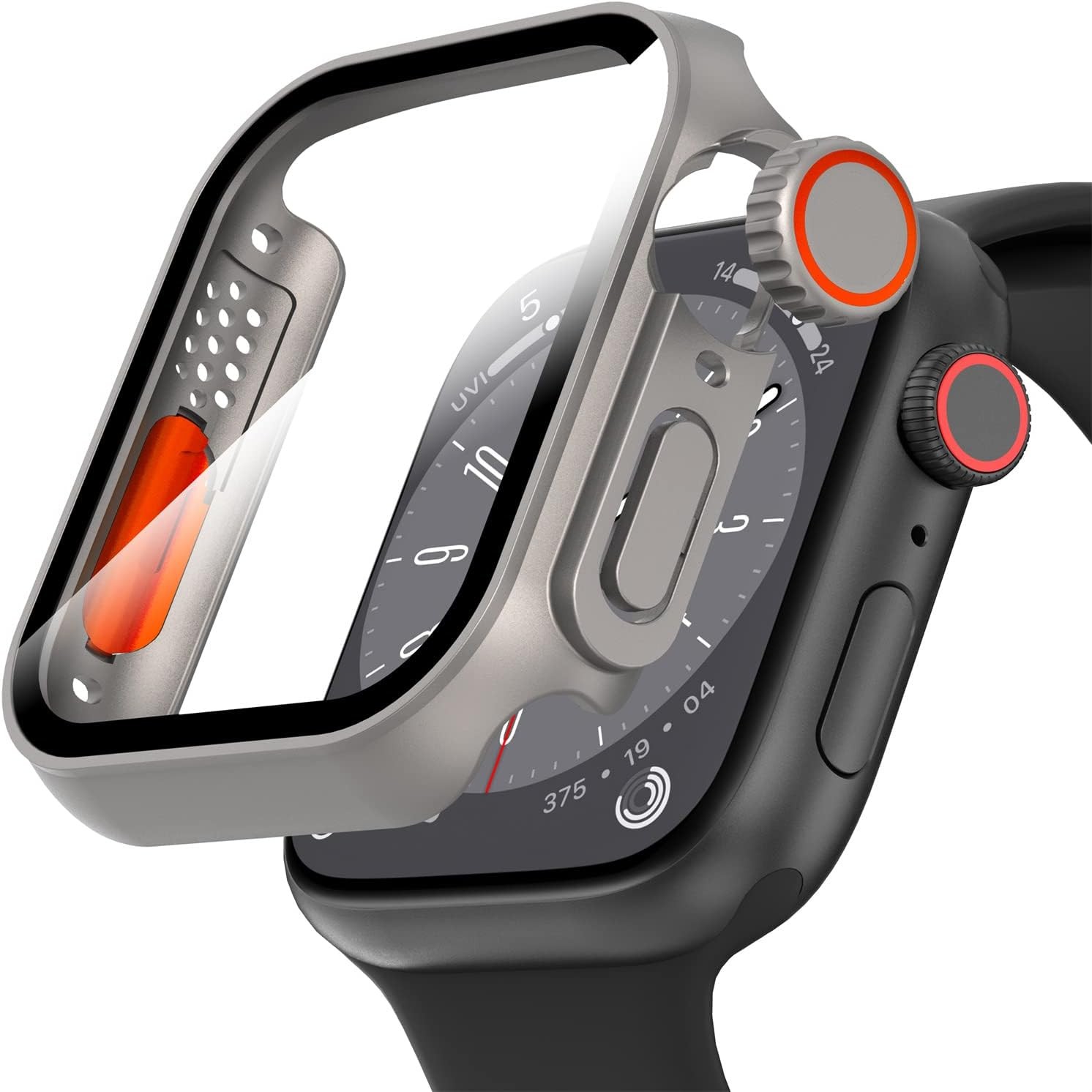 Tempered Glass Screen Protector Case for Apple Watch Series 7/8/9 45mm Durable