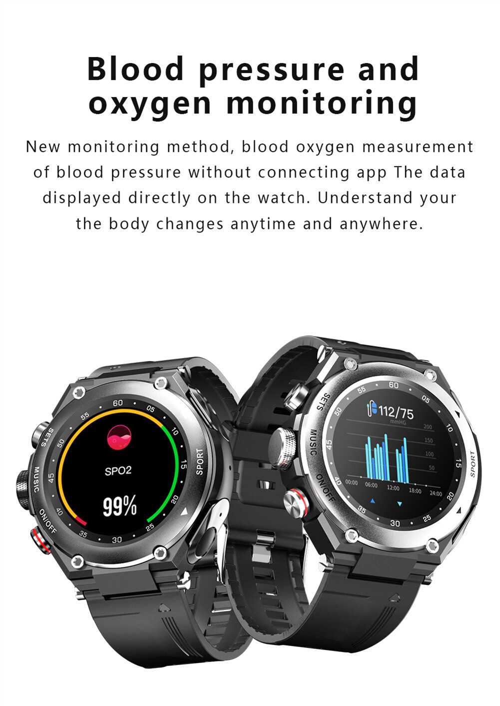 2 IN 1 Smart Watch with Bluetooth Earphones Sleep Monitor Wristwatch Waterproof