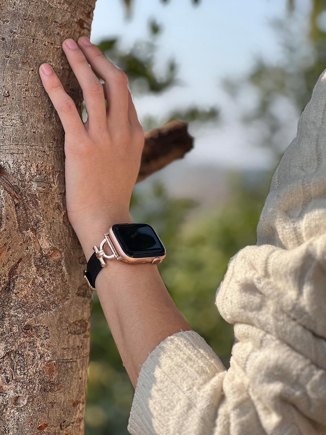 Designer Genuine Leather Band for Apple Watch Series 11, 38mm 40mm 41mm, Black