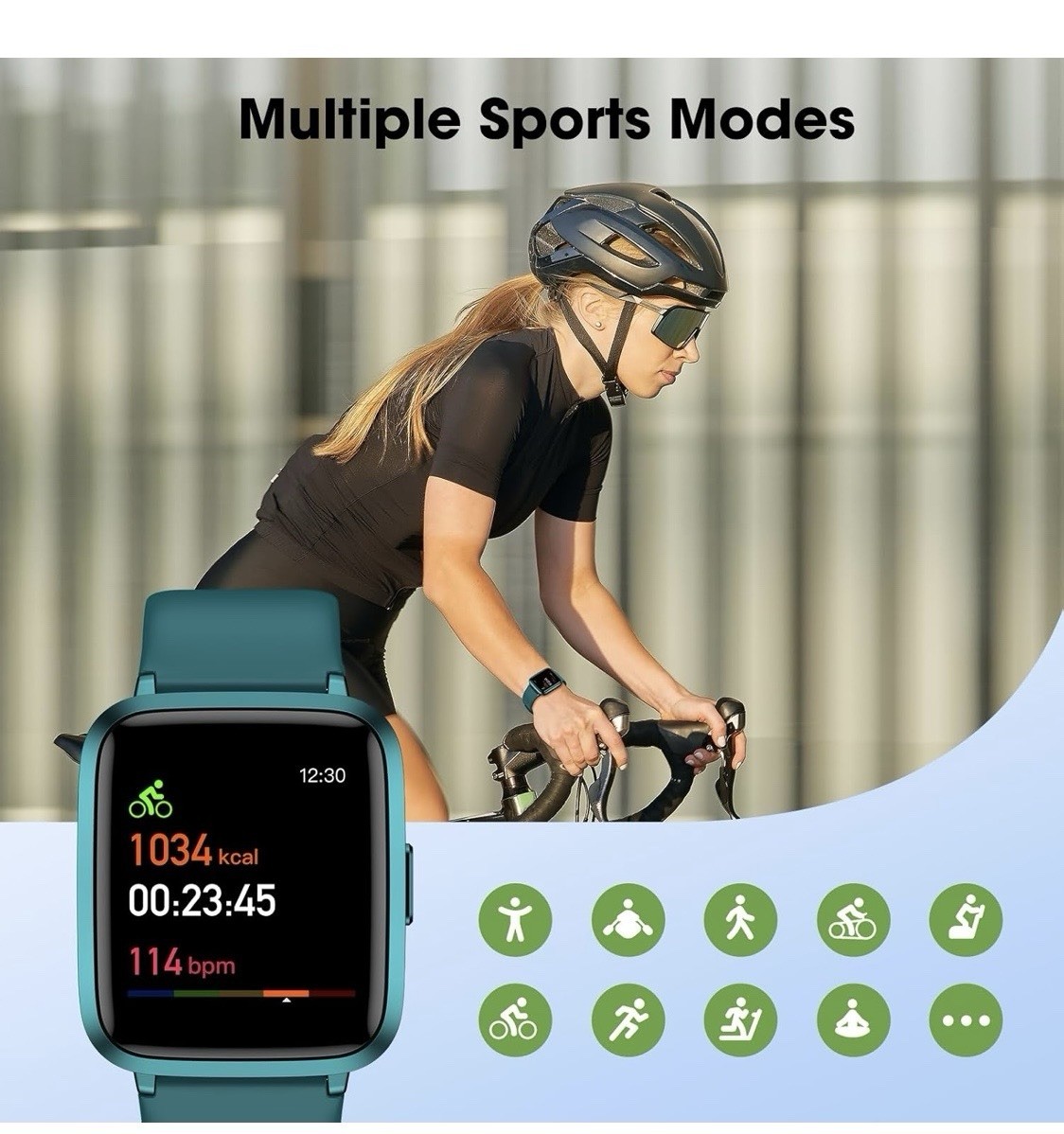 Smart Watch Multi-Sport Modes Fitness Tracker Heart Rate Sleep Monitor Breathing