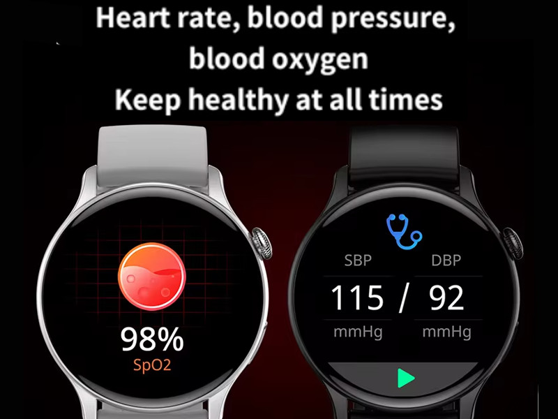 2025 Smartwatch: Round AMOLED, IP68 Water, Bluetooth, All Phones Health Tracker