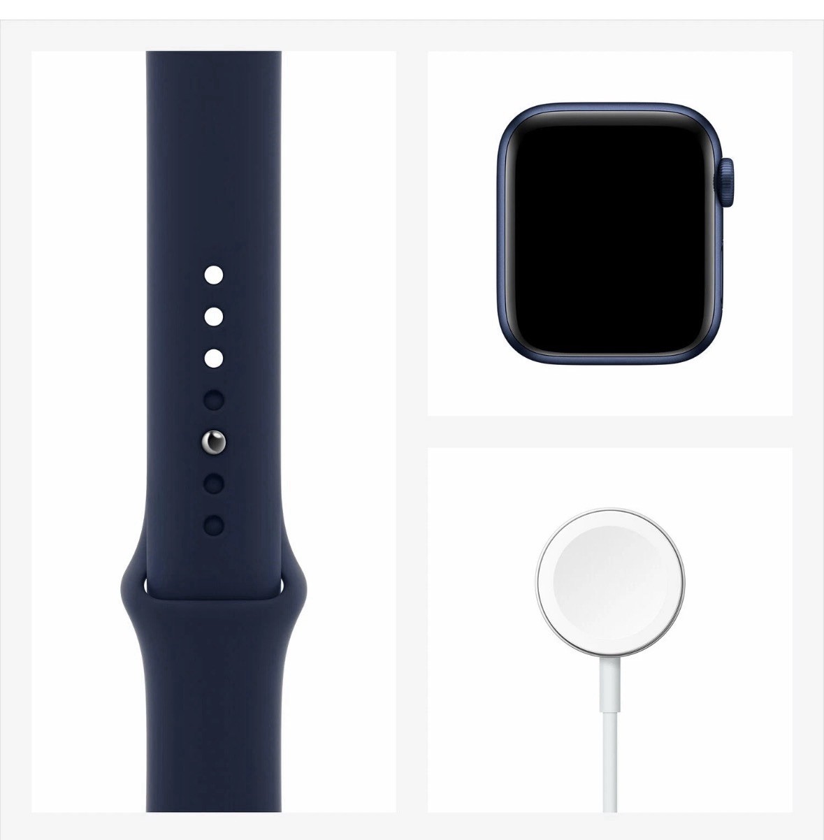 Apple Watch Series 6 44mm Aluminum Case with Deep Navy Sport Band Blue (2020)NEW