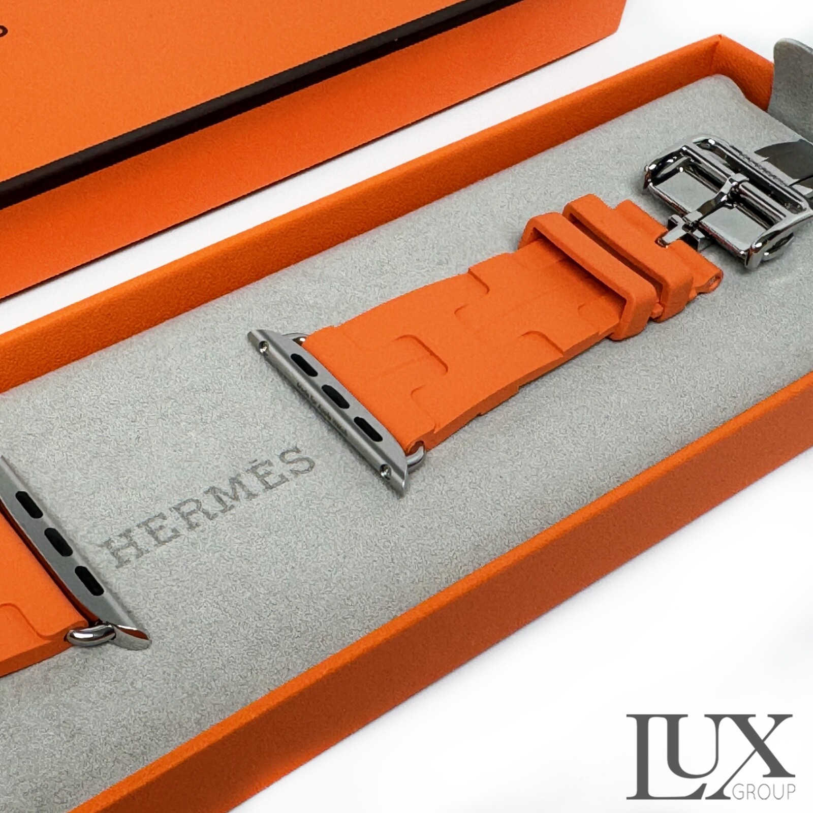 New Apple Watch Ultra 49mm Polished Genuine Hermes Kilim Orange Band AppleCare
