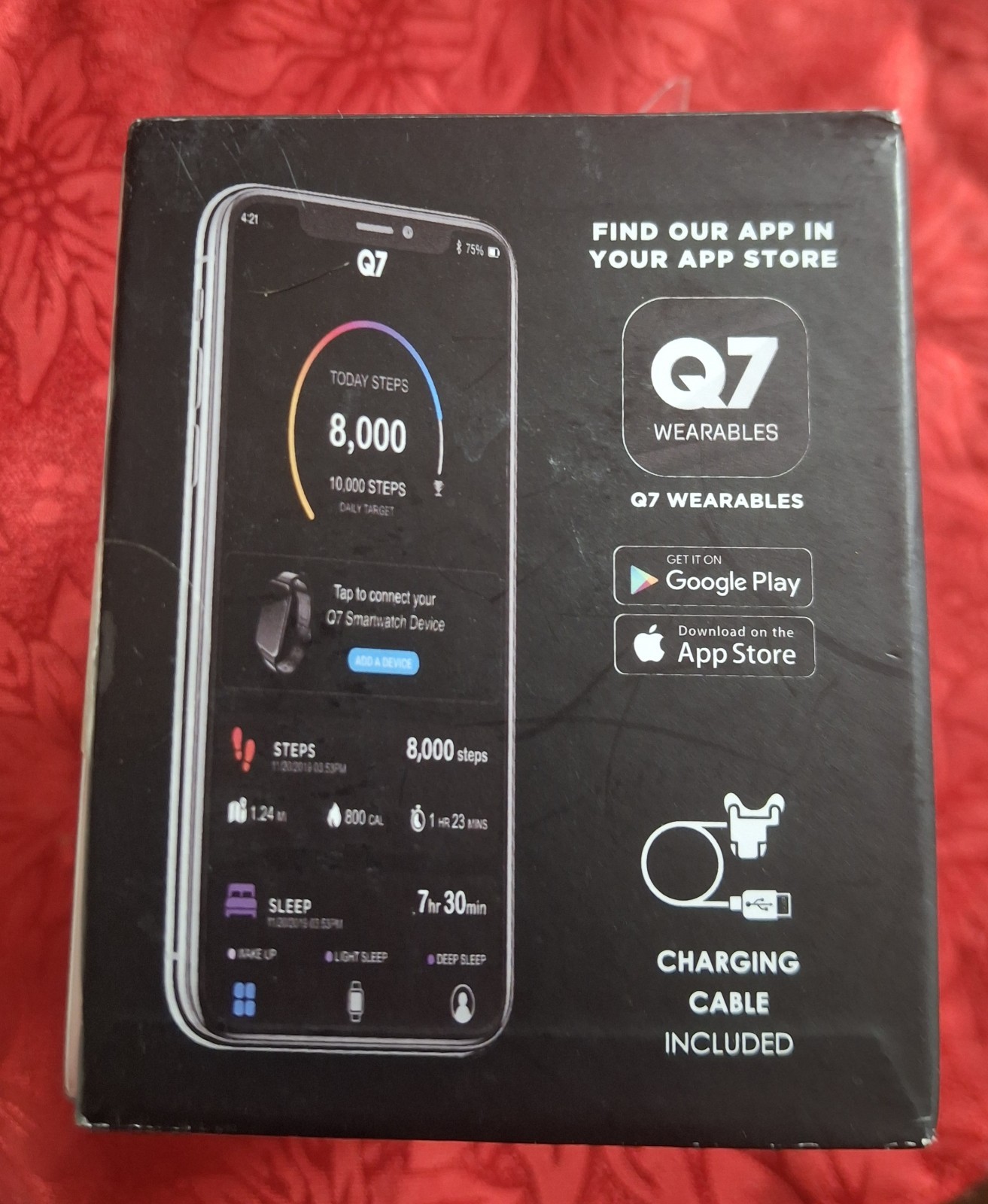Q7 Smartwatch Gray With Extra Green Band Works W/ Samsung, Apple, Select LG….