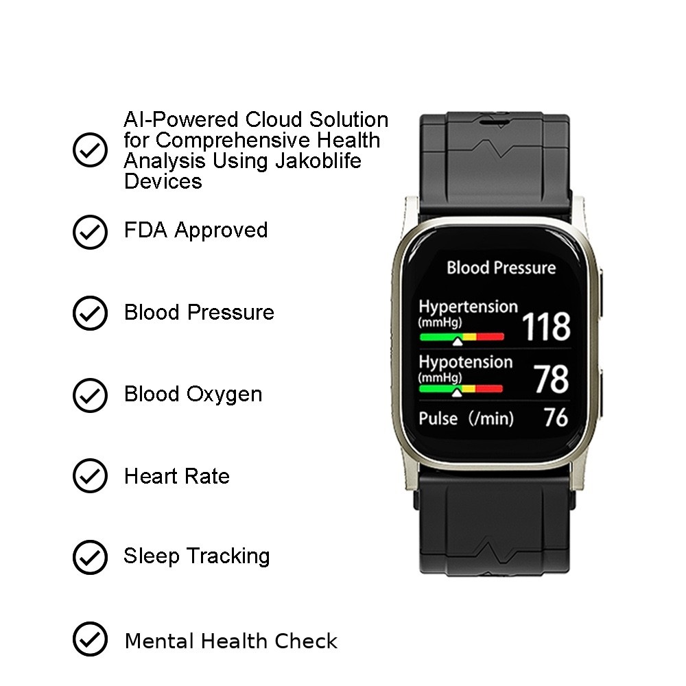 Gold Metal Blood Pressure & Health Matrix, fitnes Smartwatch, FDA 510(k) Cleared