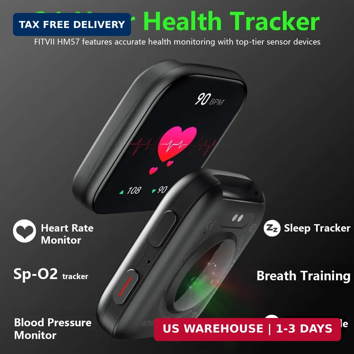 FITVII Health & Fitness Tracker (Answer/Make Calls), Smart Watch with 24/7 Heart