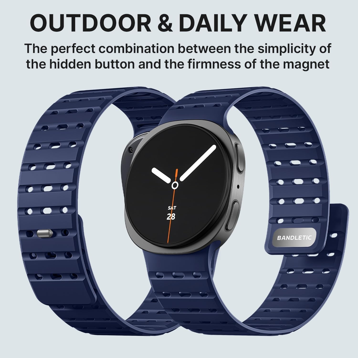 Navy Blue Magnetic Silicone Replacement Band for Samsung Galaxy Watch 8 40mm 44m