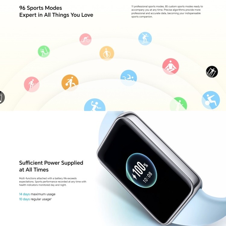Honor Band 9, 1.57 inch AMOLED Screen, Support Heart Rate / Blood Oxygen / Sleep