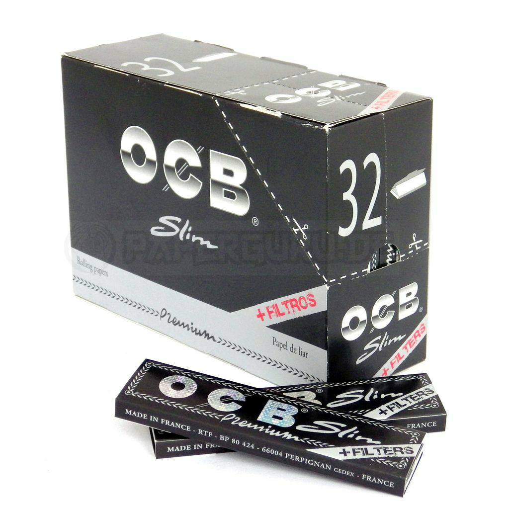 OCB Premium Black King Size Slim Plus Filter Tips Rolling Papers 32 Booklets