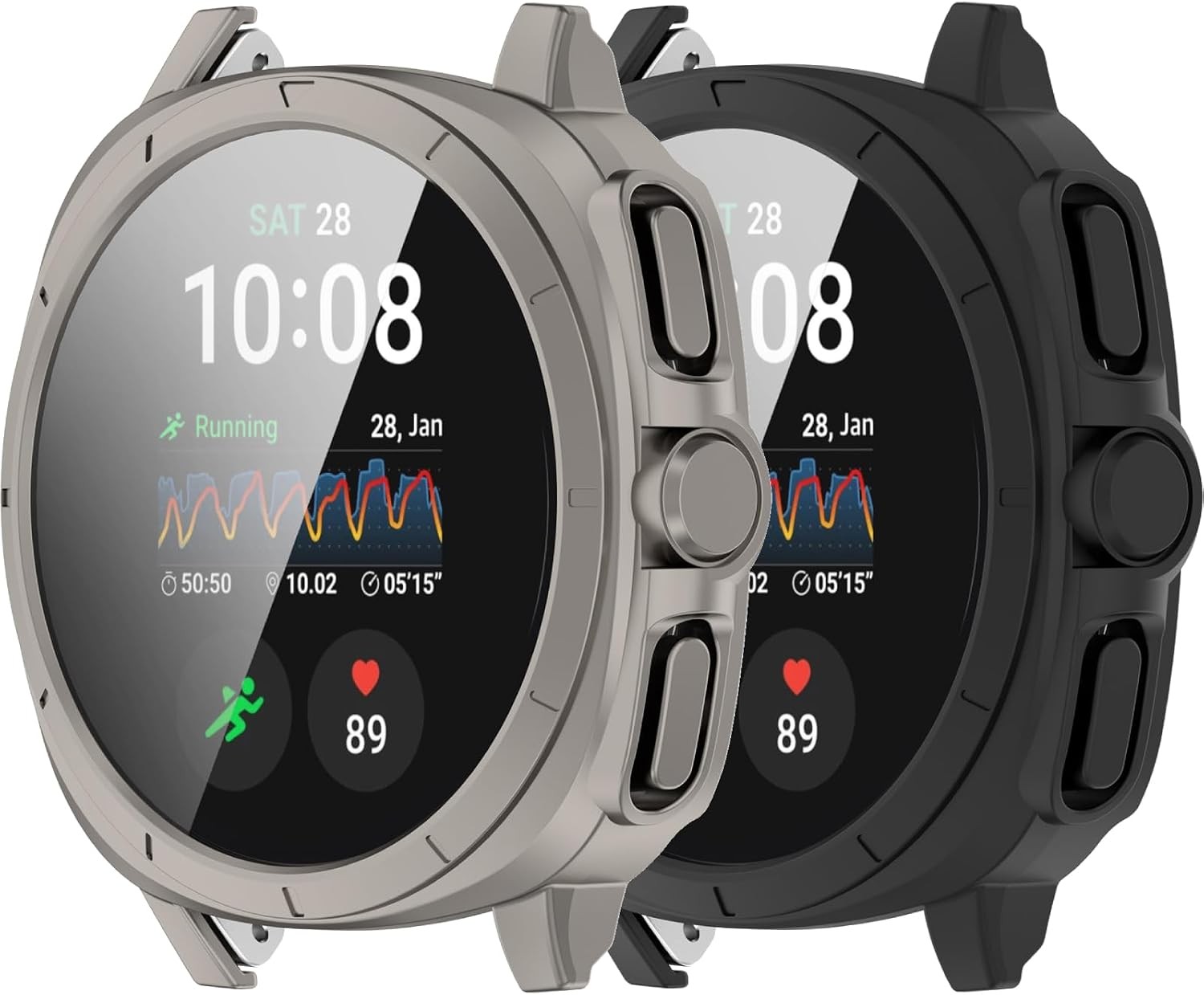Rugged Bumper Case with Tempered Glass for Samsung Galaxy Watch 7 44mm