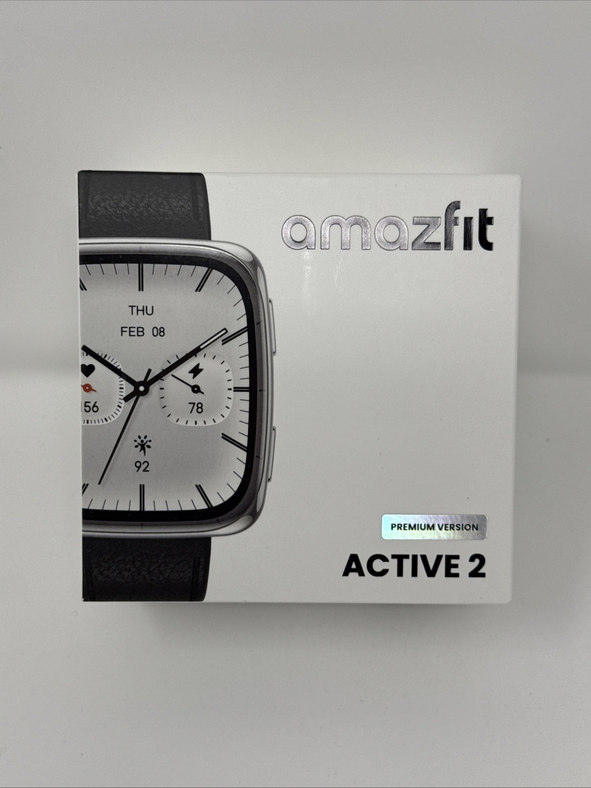 Brand New Amazfit Active 2 Premium Version Square Smartwatch – Black Leather