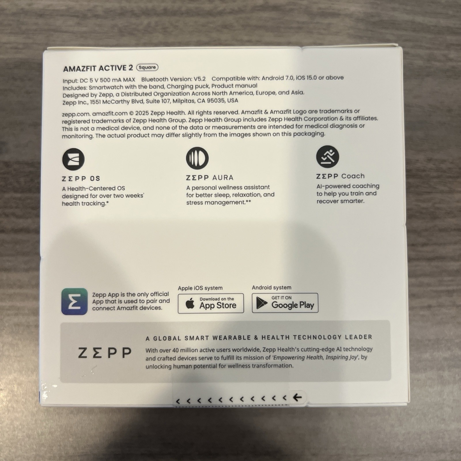 Amazfit Active 2 Premium Square Smartwatch A2440 GPS AMOLED NFC