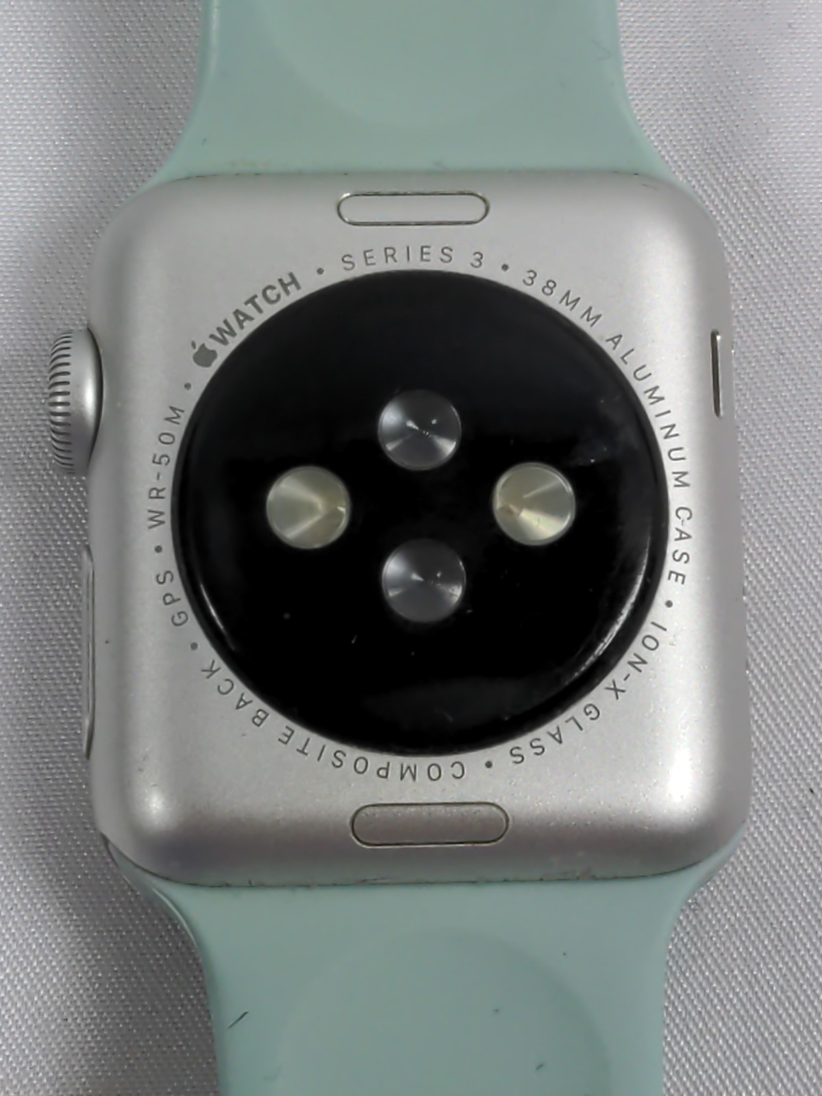 WORKING! Apple Watch Series 3, 38mm, Aluminum Case, GPS, WR-50M, Light Blue