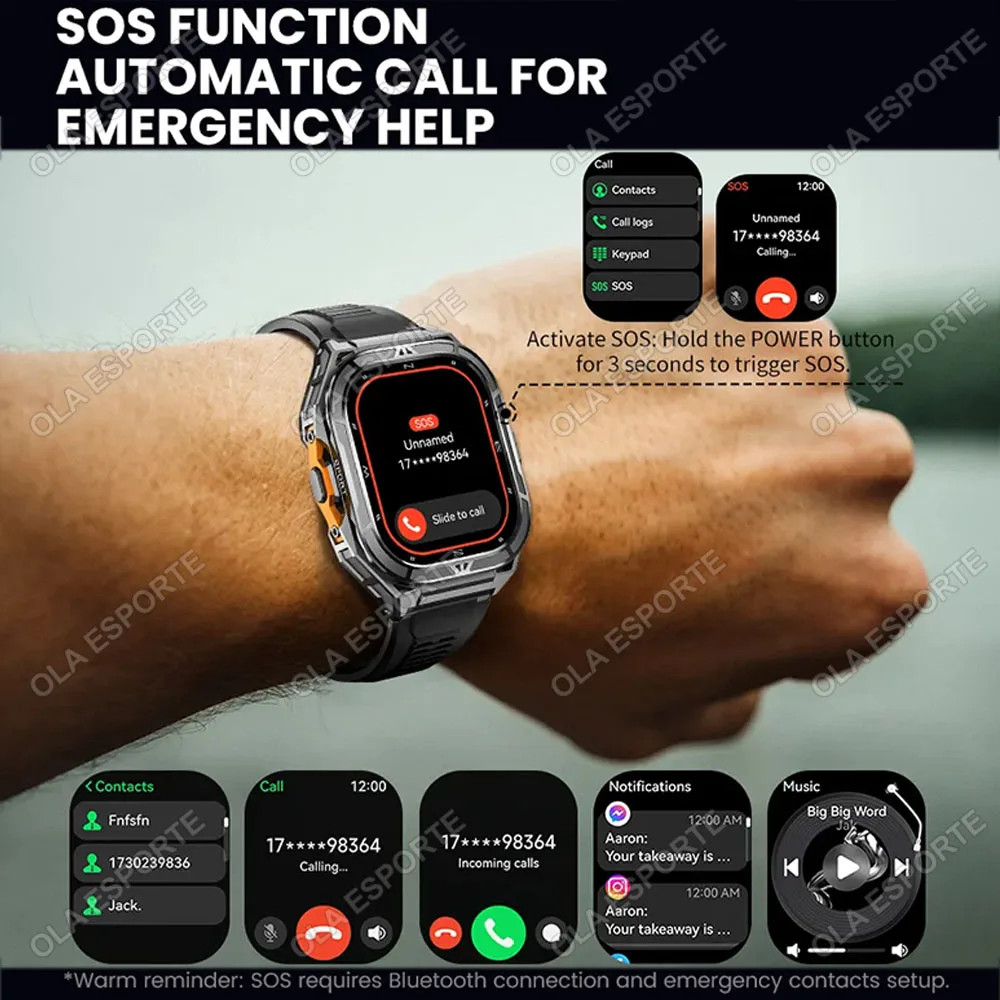 X5 AMOLED Smart Watch Men Dual-Band GPS 5ATM Waterproof Compass Tracker