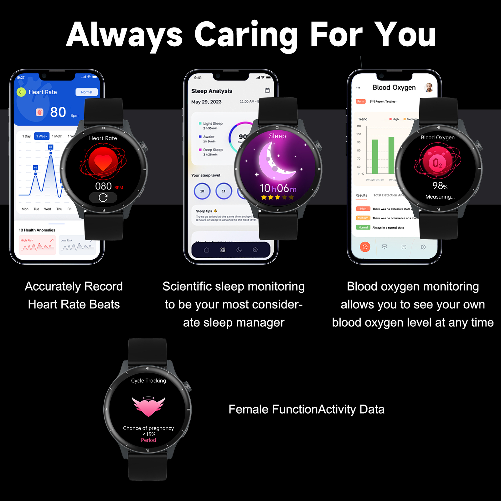 2025 Smart Watch Women Waterproof Heart Rate Bluetooth For iOS Android Samsung