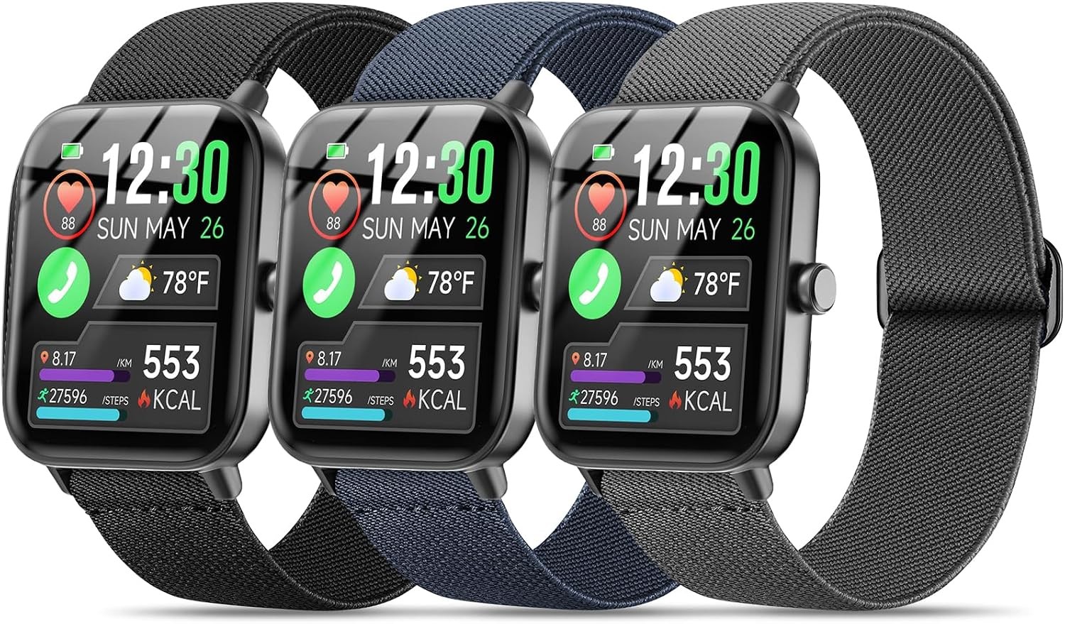 3 Pack Nylon Bands for GloryFit T80/T70 22mm Quick Release Strap
