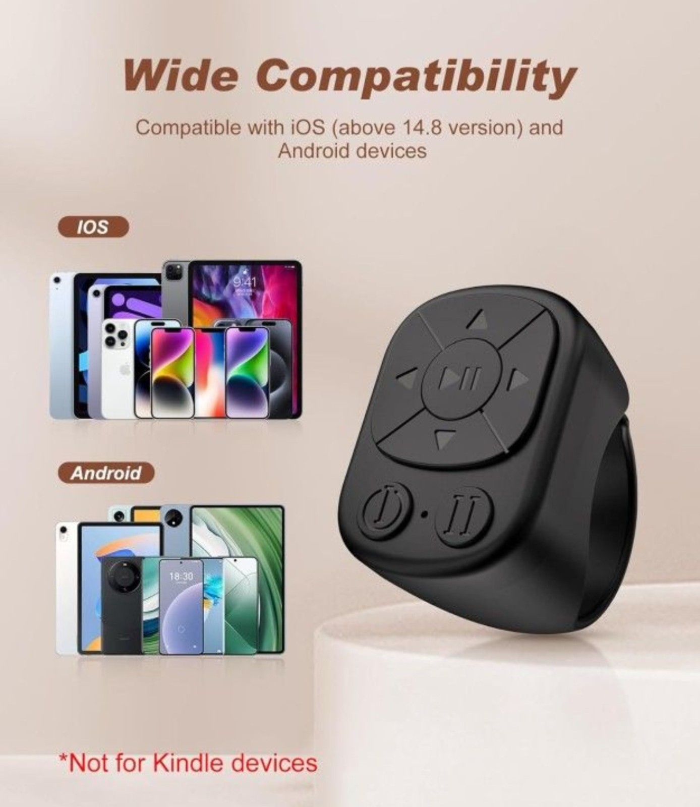 Bluetooth Scrolling Ring Works With Any Phone Or Tablet