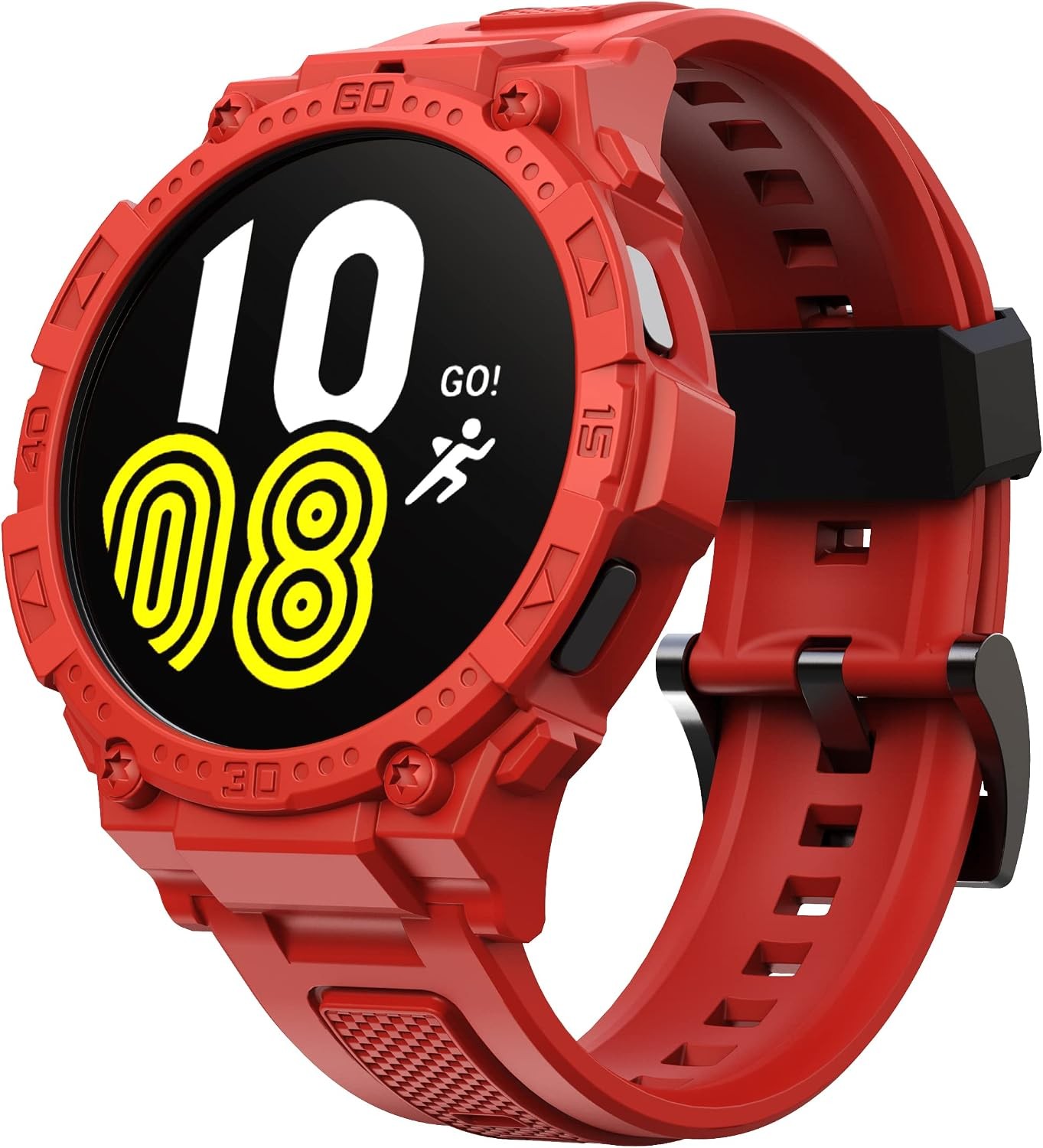 Rugged Protective Case For Galaxy Watch 5 44mm Military Sport Band, Red