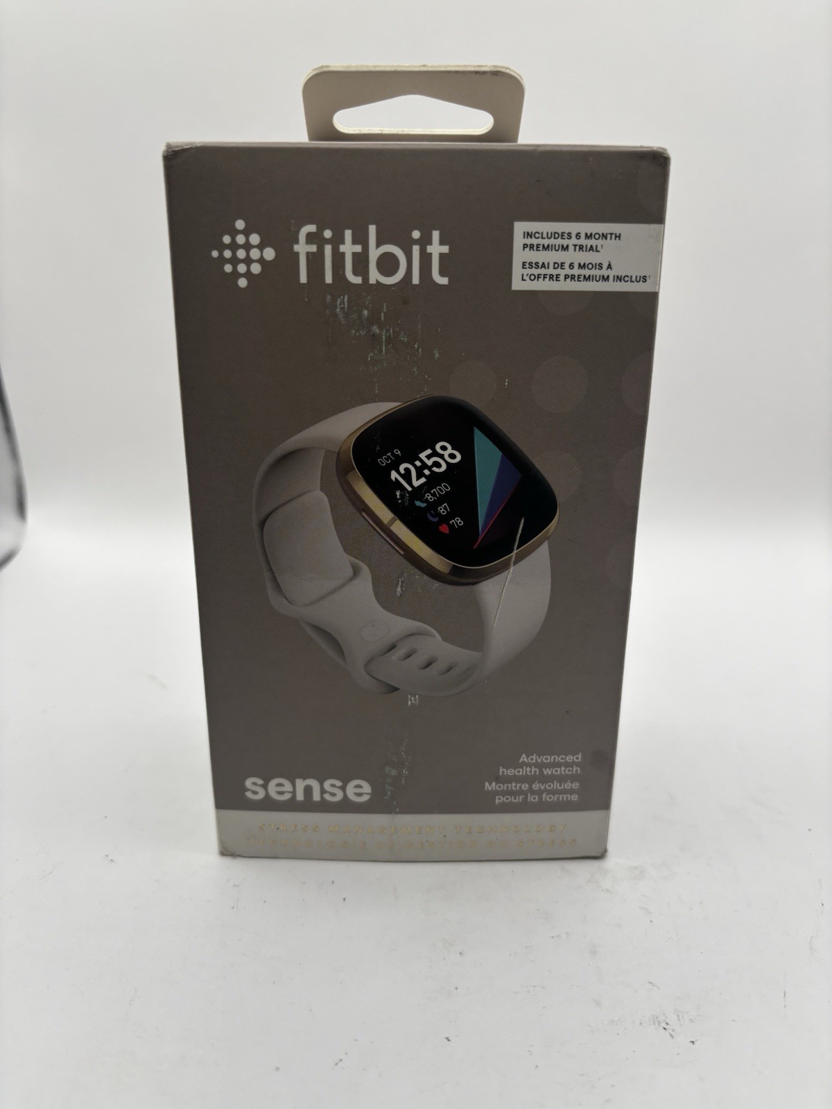 Fitbit Sense GPS Smartwatch 46mm Soft Gold Stainless Steel Lunar White Band