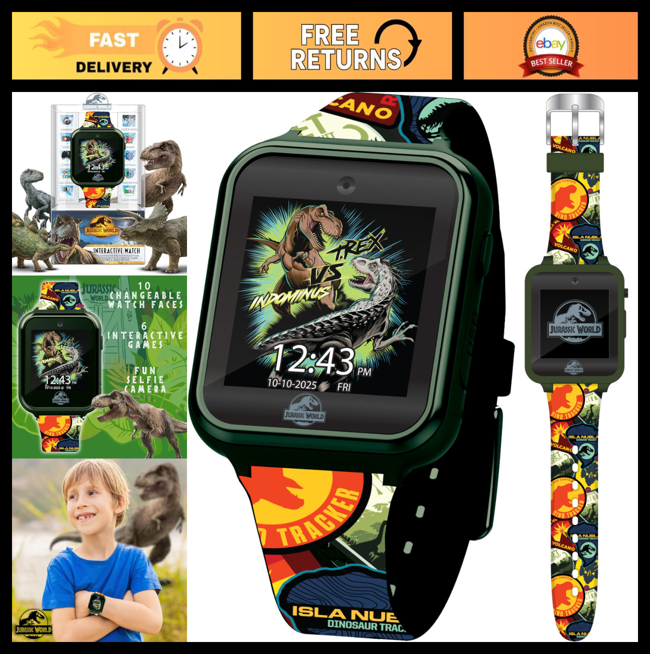 Interactive Kids Smart Watch – Touchscreen, Camera, Games, Pedometer, Alarm – Ju