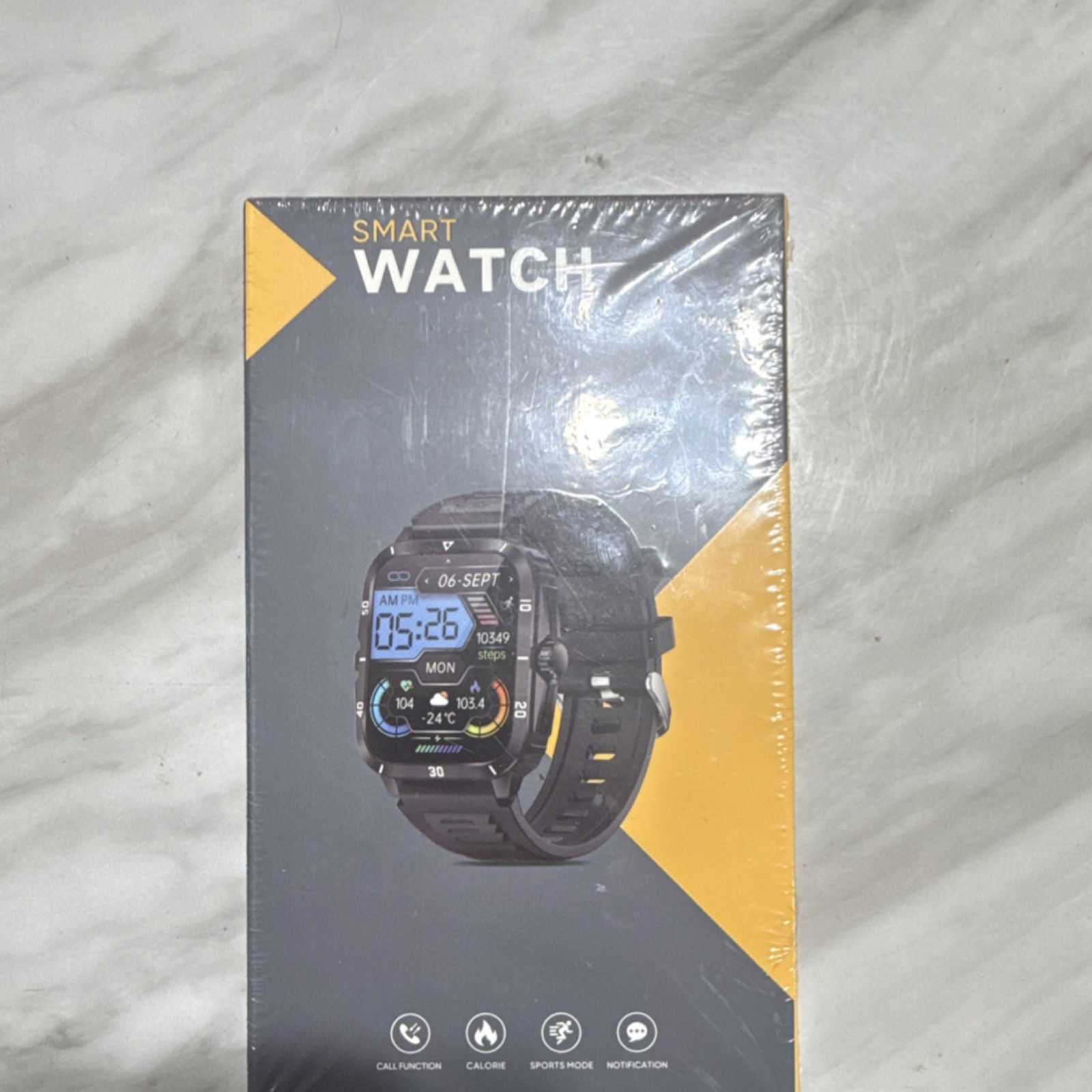Smart Watch Black Silicone Band Sports Mode Call Notification iOS Android