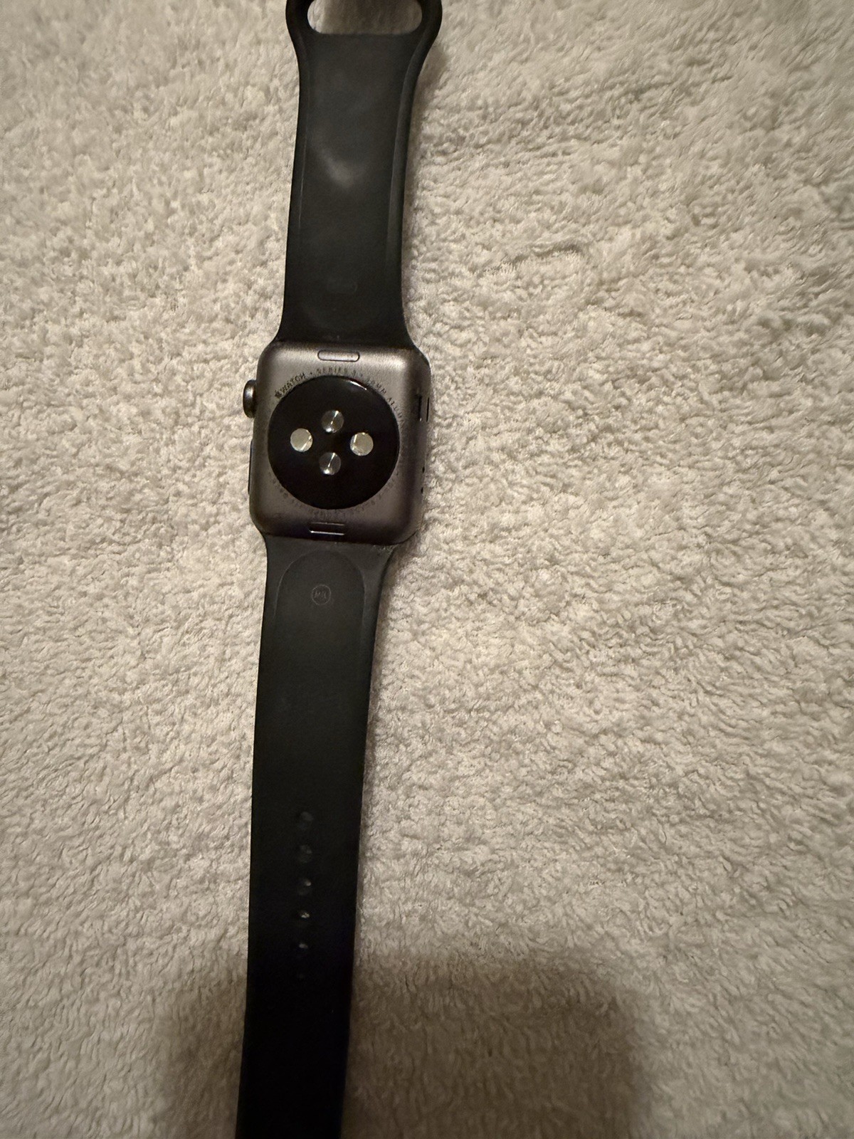 Apple Watch Series 3, 38mm GPS, Model A1858 in Space Gray Aluminum with black sp