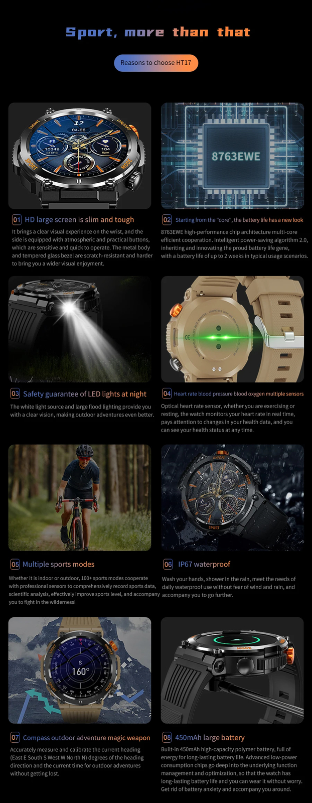 Men’s Smart Watch HD Touch Screen Sports Waterproof Smartwatch Bluetooth Call