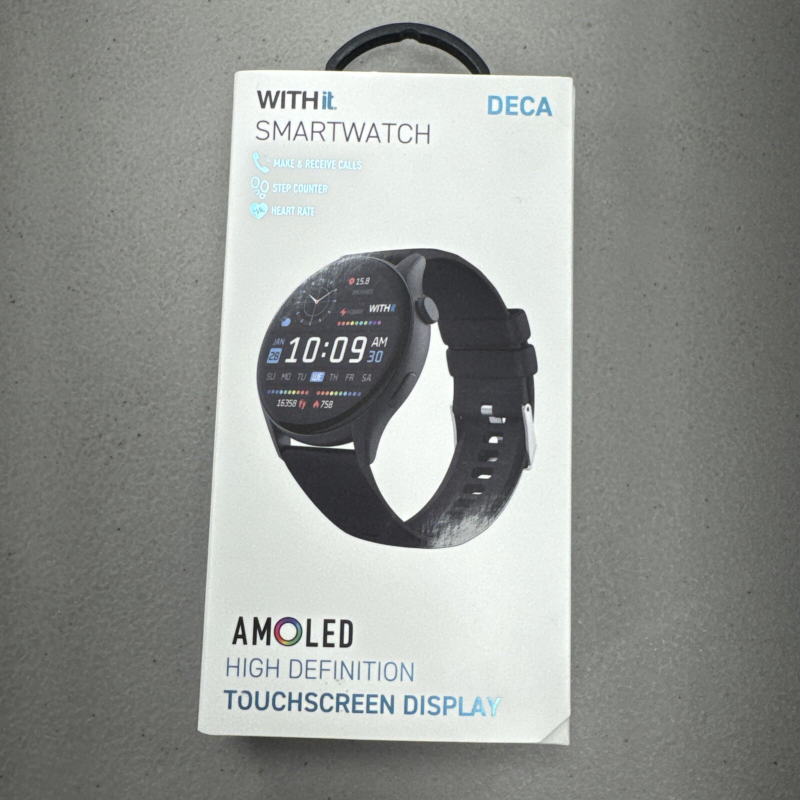 Withit Smartwatch Black Touchscreen Display NEW Christmas Amoled DECA